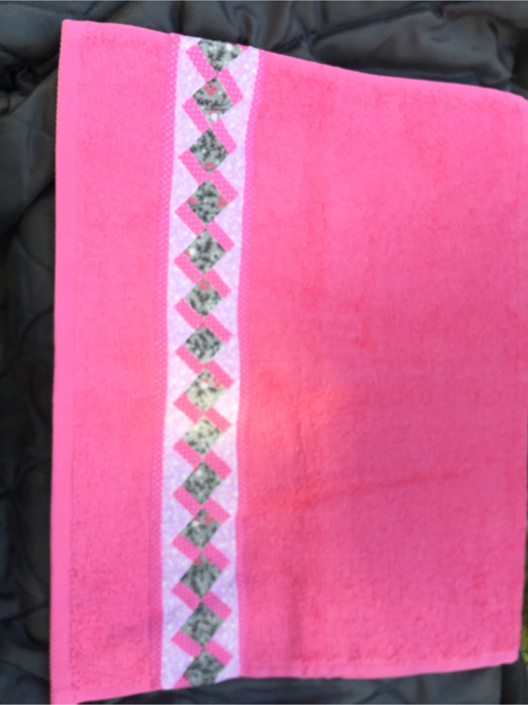 Pink Hand Towel with Decorative Border