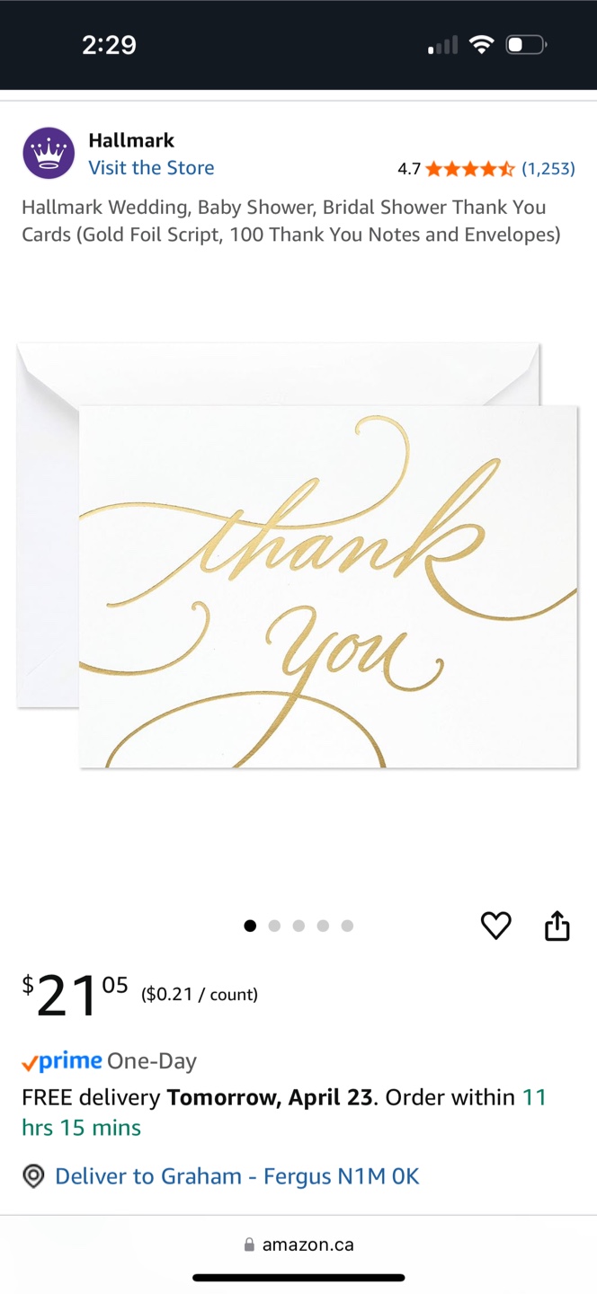 100 Hallmark Thank You Cards