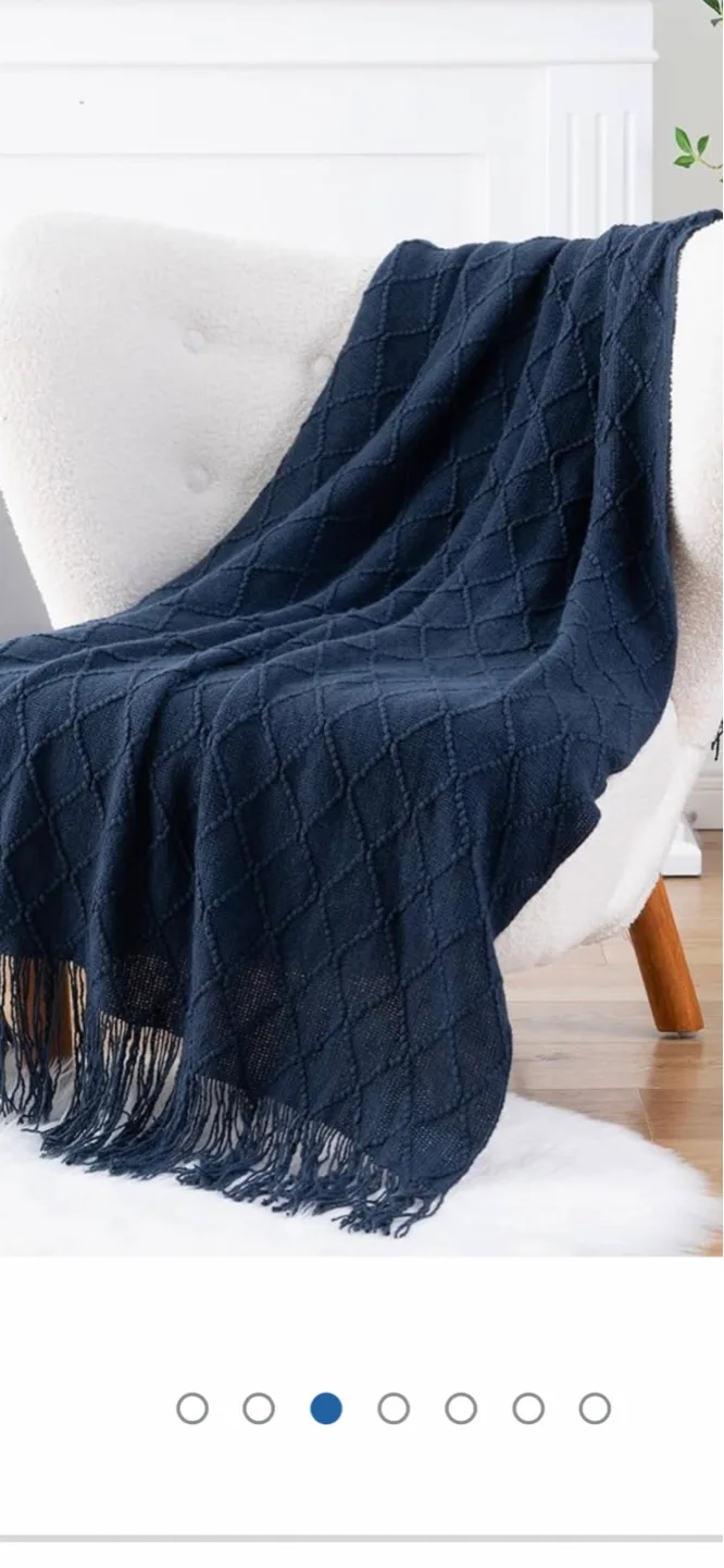 Soft Knit Throw Blanket with Tassels - Green and Grey Options image indicator(4)