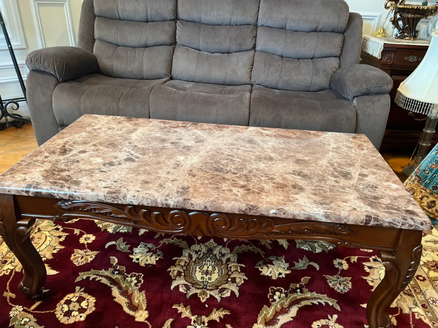 Ornate Gold Framed Oval Mirror & Coastal Painting image indicator(2)