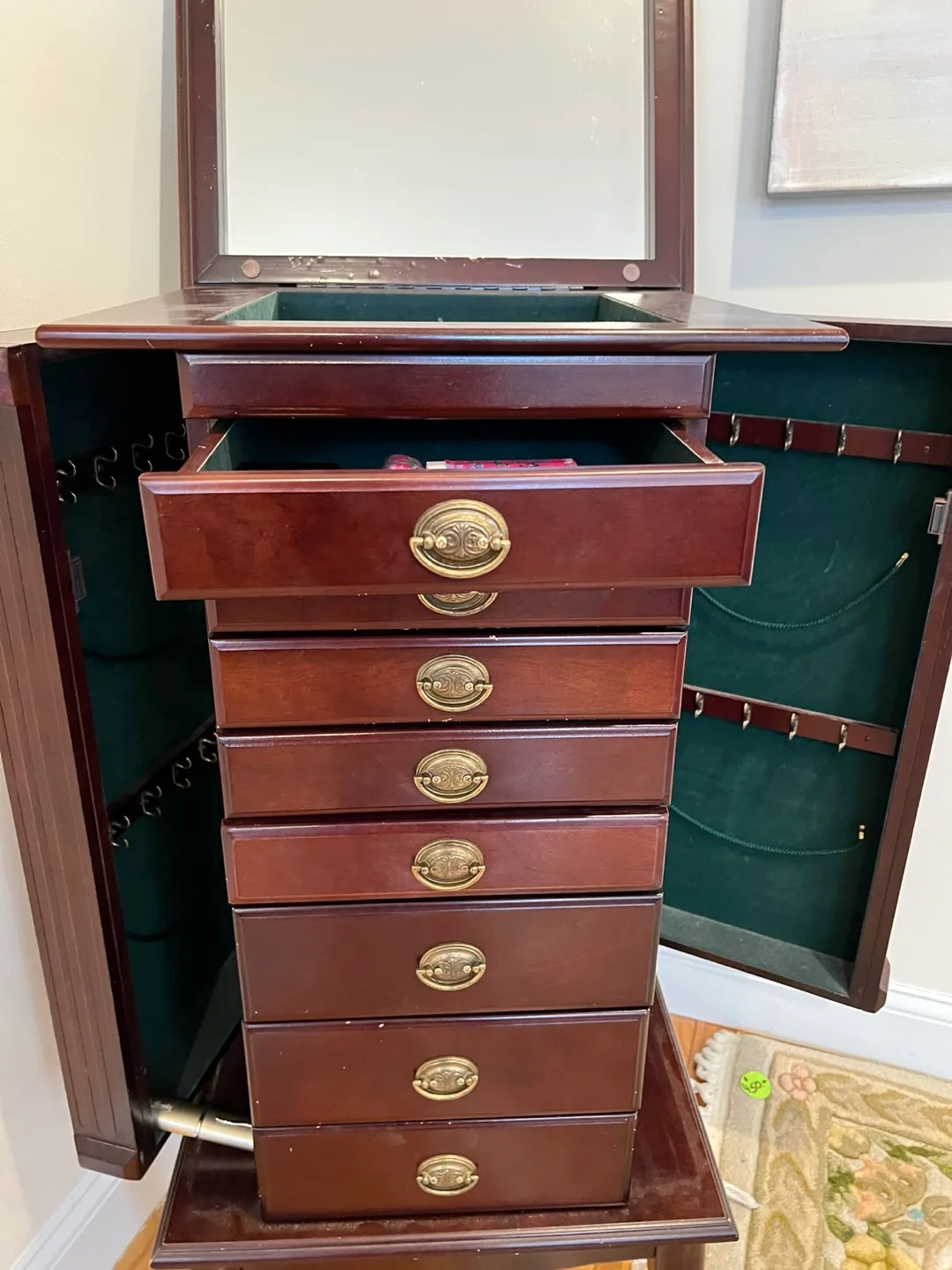 Ornate Gold Framed Oval Mirror & Coastal Painting image indicator(4)