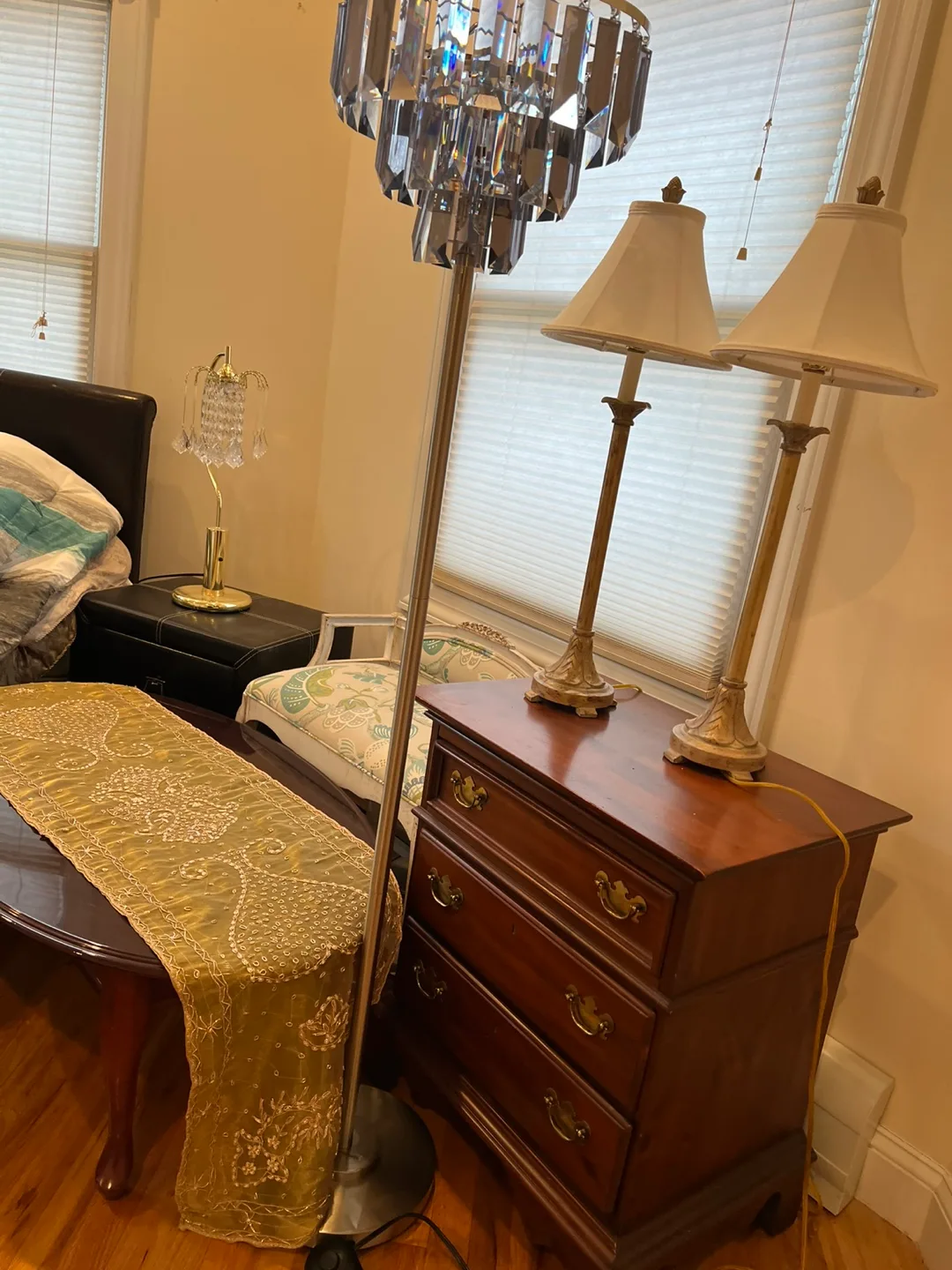 Ornate Gold Framed Oval Mirror & Coastal Painting image indicator(5)