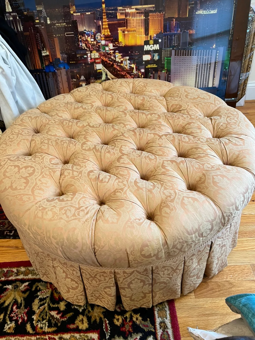 Ornate Gold Framed Oval Mirror & Coastal Painting image indicator(6)