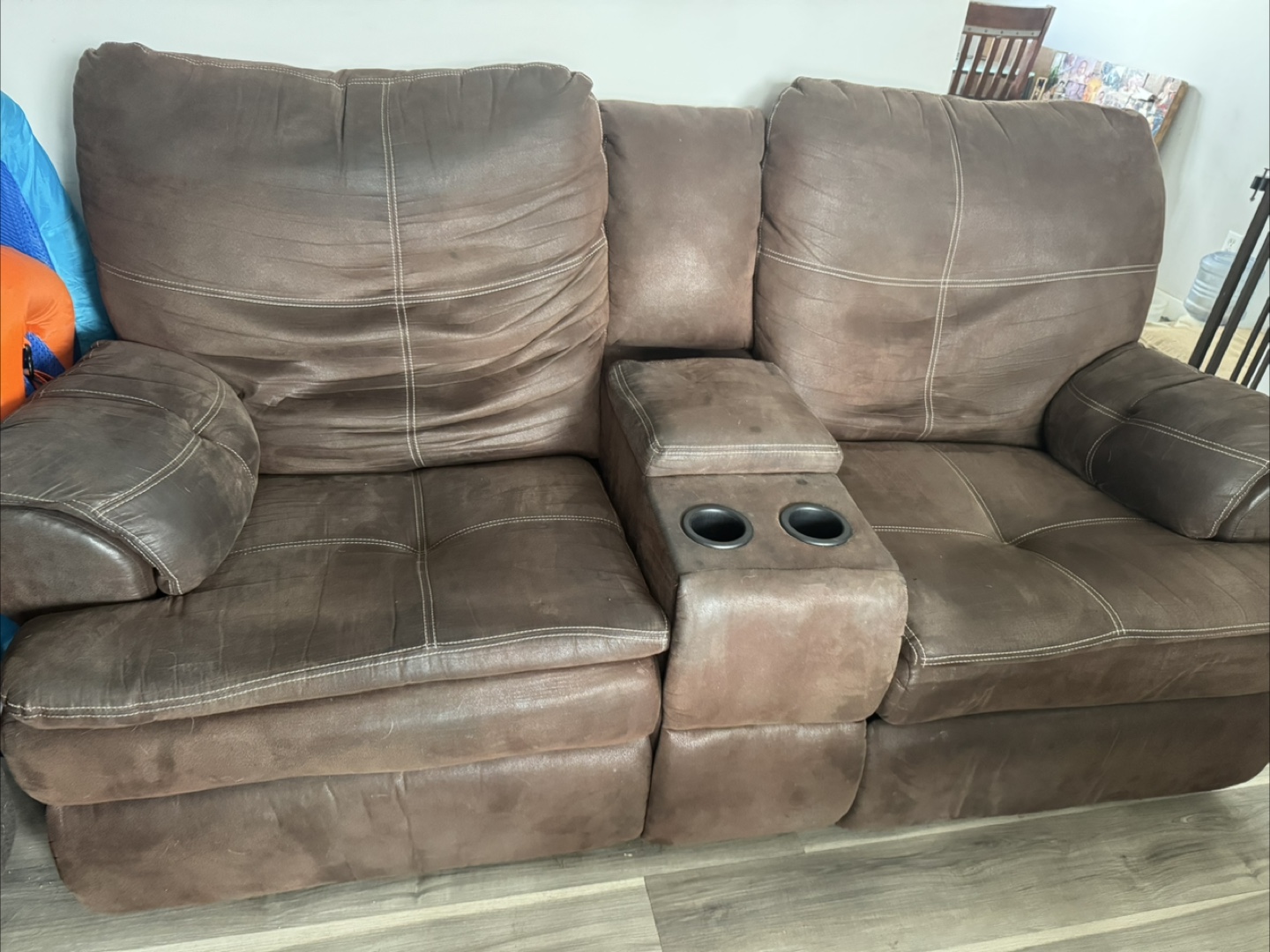3 piece Brown Reclining Sofa