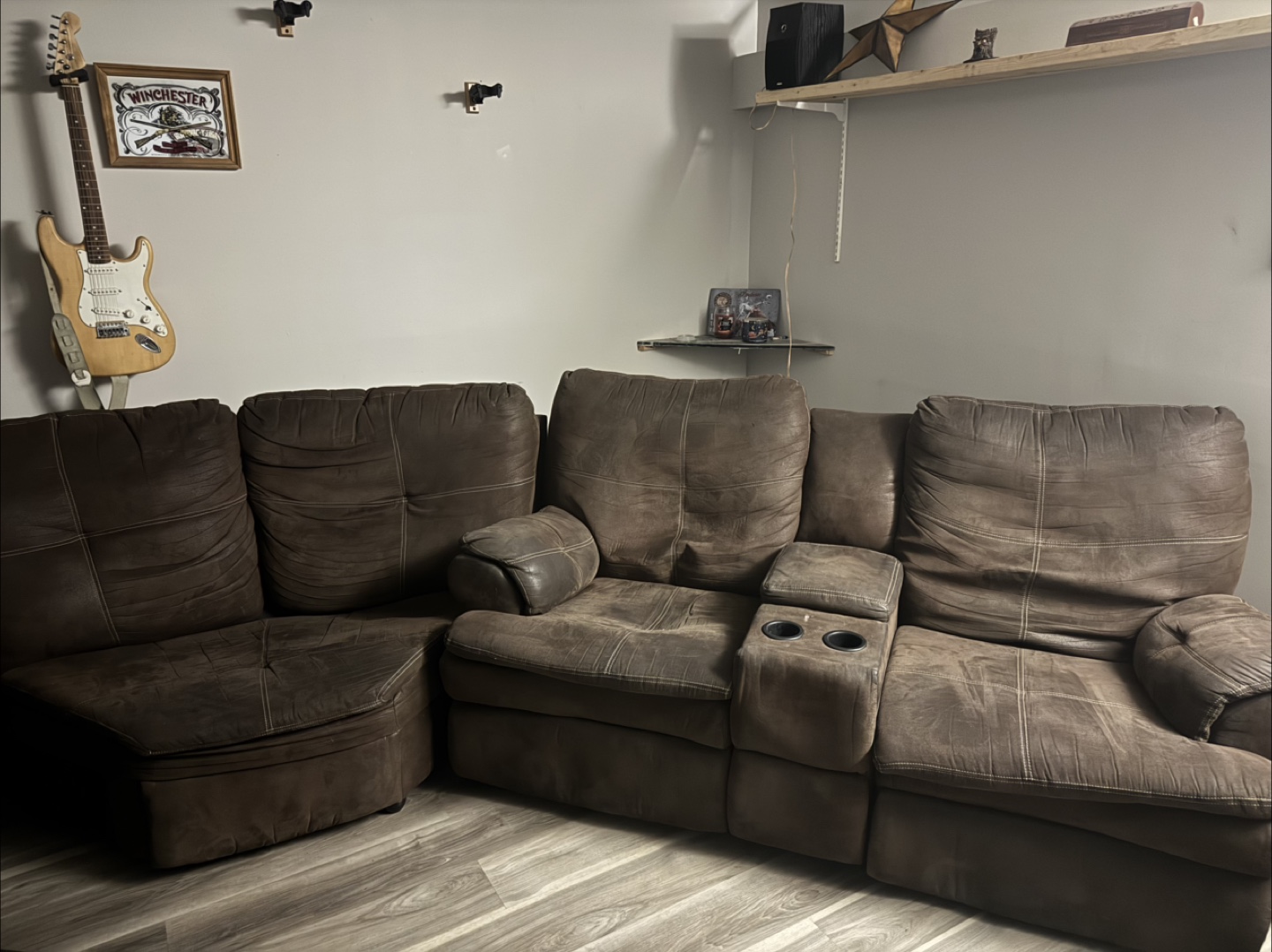 3 piece Brown Reclining Sofa - photo 3