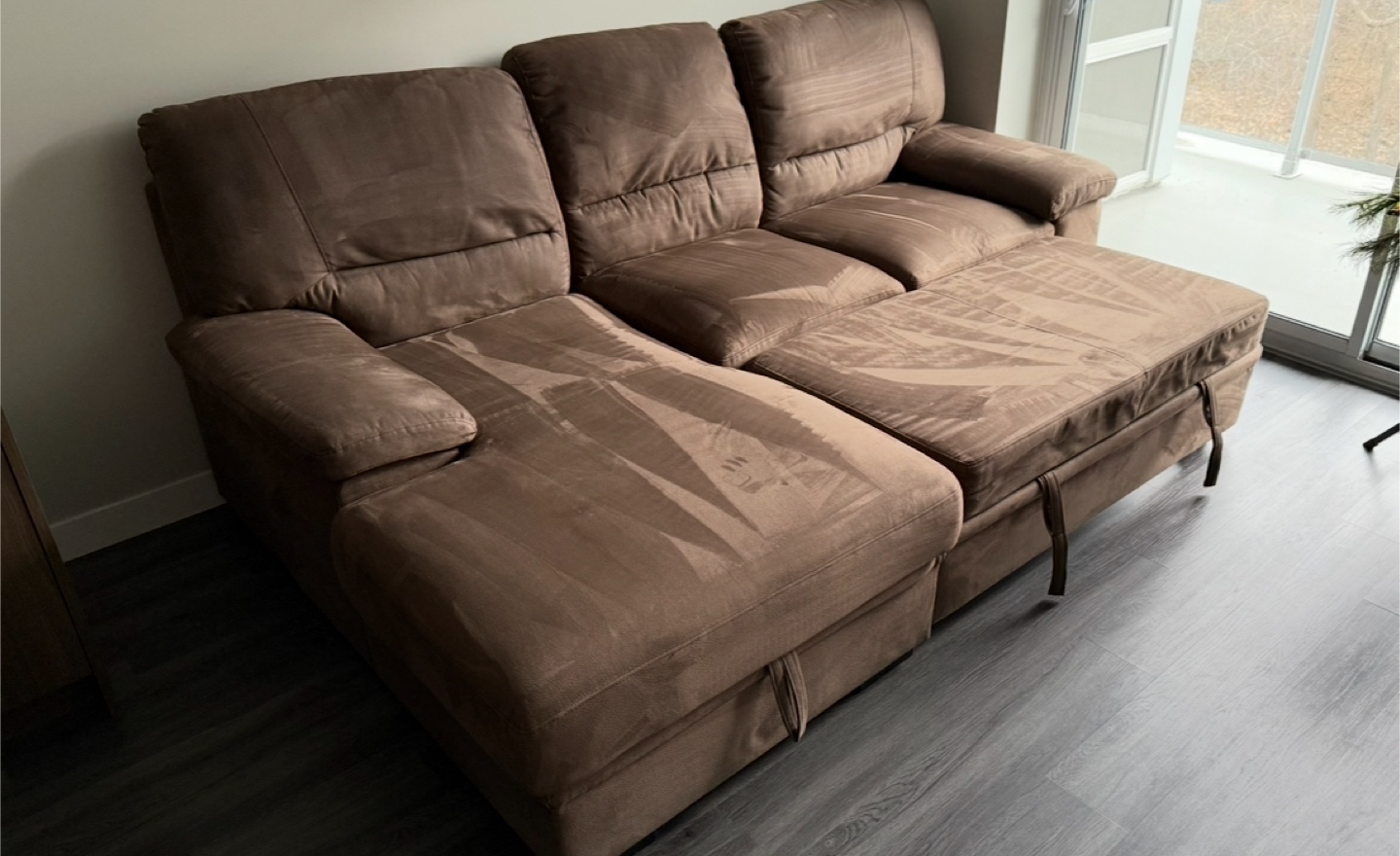 Brown Sectional Sofa with Pull-Out Sleeper - photo 2