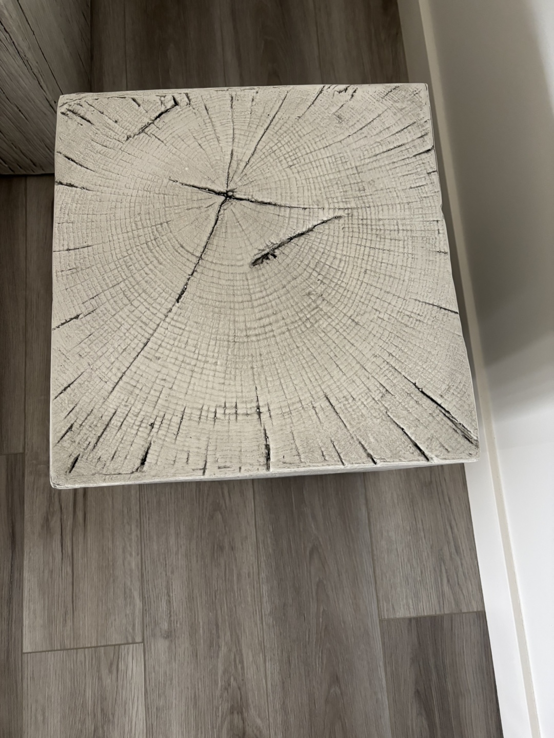 Unique Concrete & Wood Cube Side Table