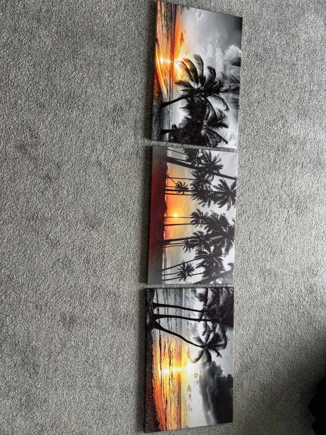 Triple-Panel Tropical Sunset Canvas Wall Art - photo 2