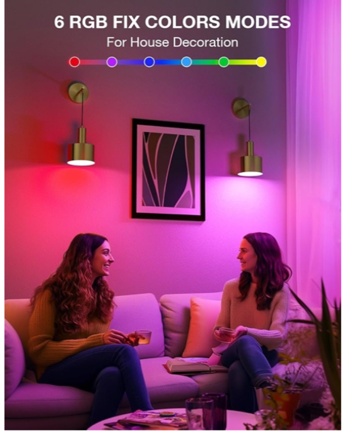 Pair of Modern Gold Wall Lamps with Remote Control & RGB - photo 3