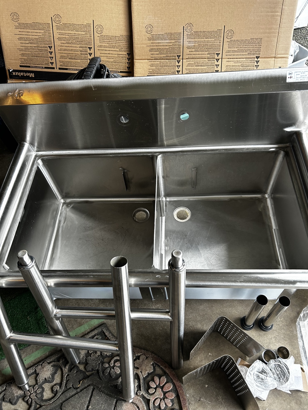 Commercial Stainless Steel Double Sink with Stand