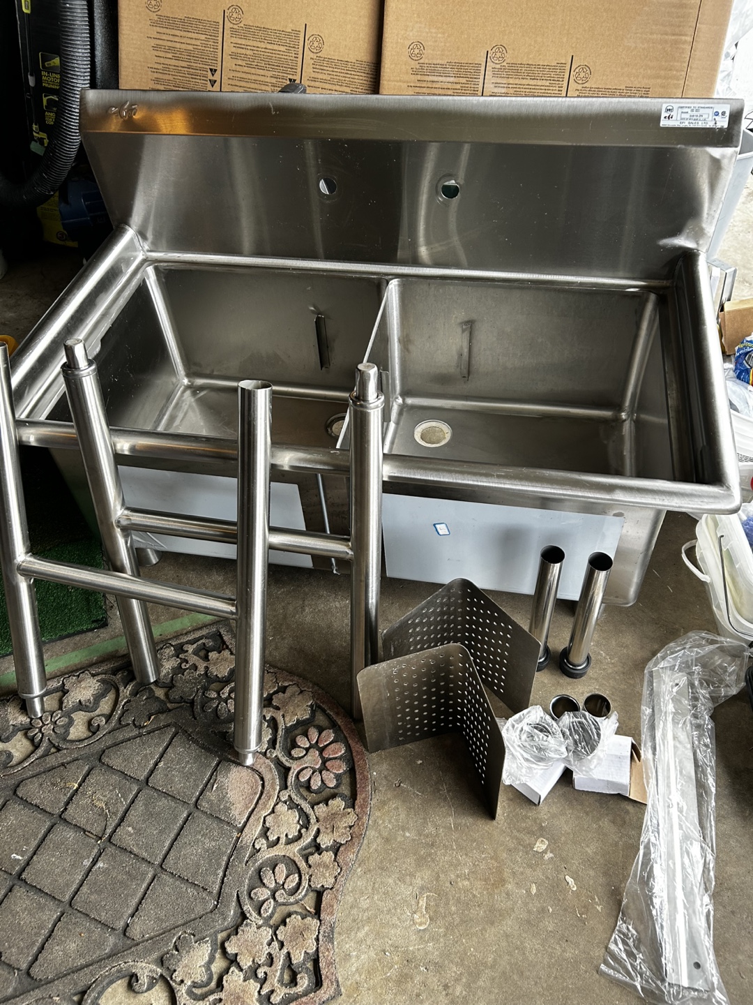 Commercial Stainless Steel Double Sink with Stand - photo 2
