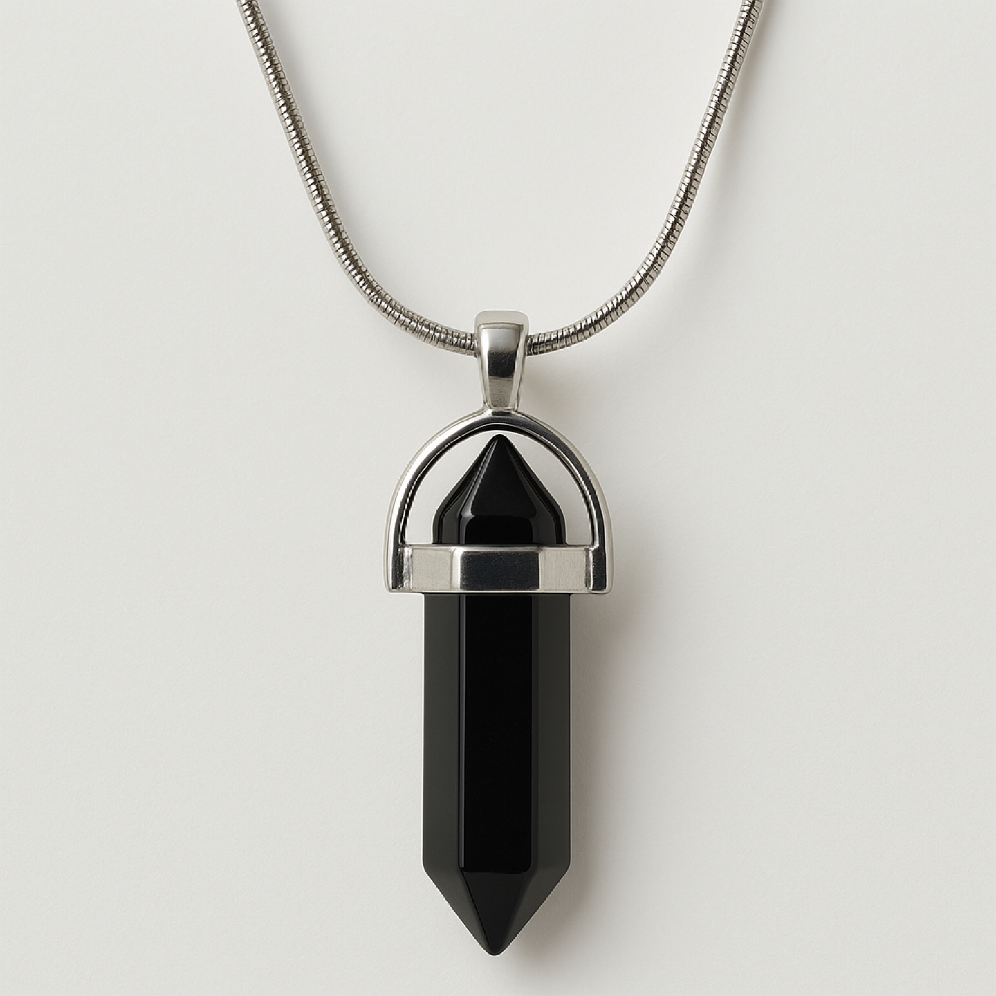 Black Onyx Point Pendant Necklace