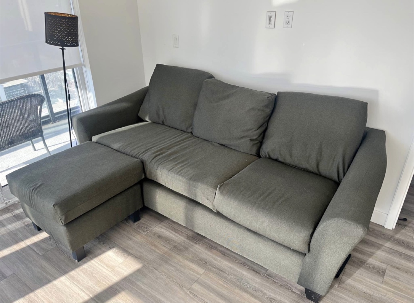 Dark Green Sectional Sofa with Ottoman
