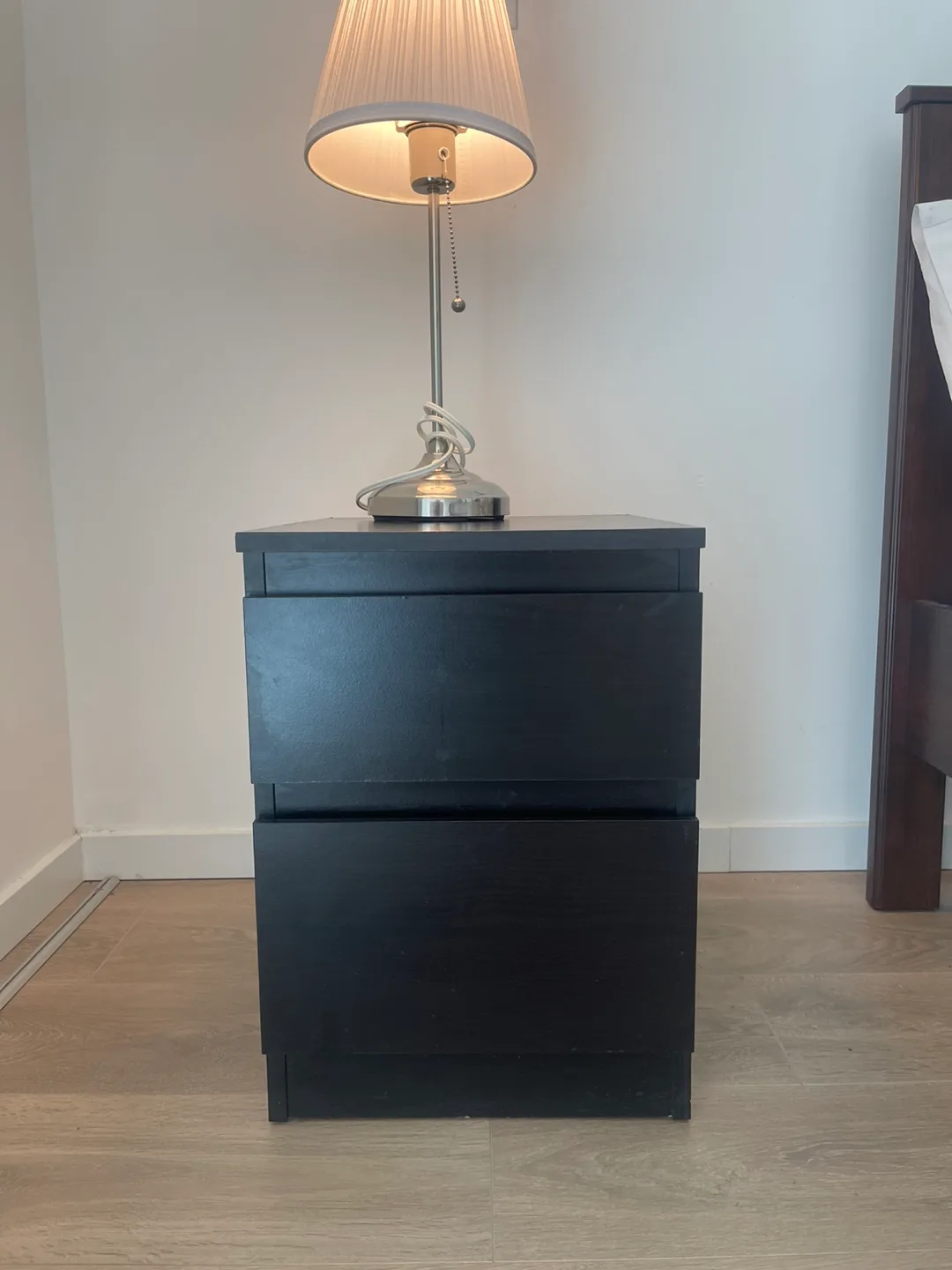 Matching Set of 2 Two-Drawer Nightstand - Black-Brown thumbnail