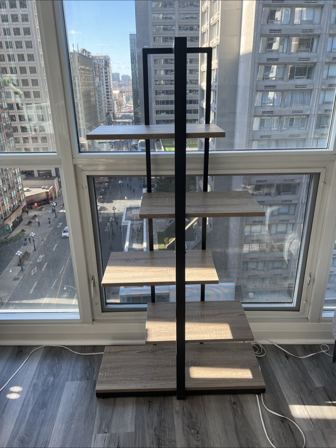 Five-Tier Wooden and Metal Shelving Unit