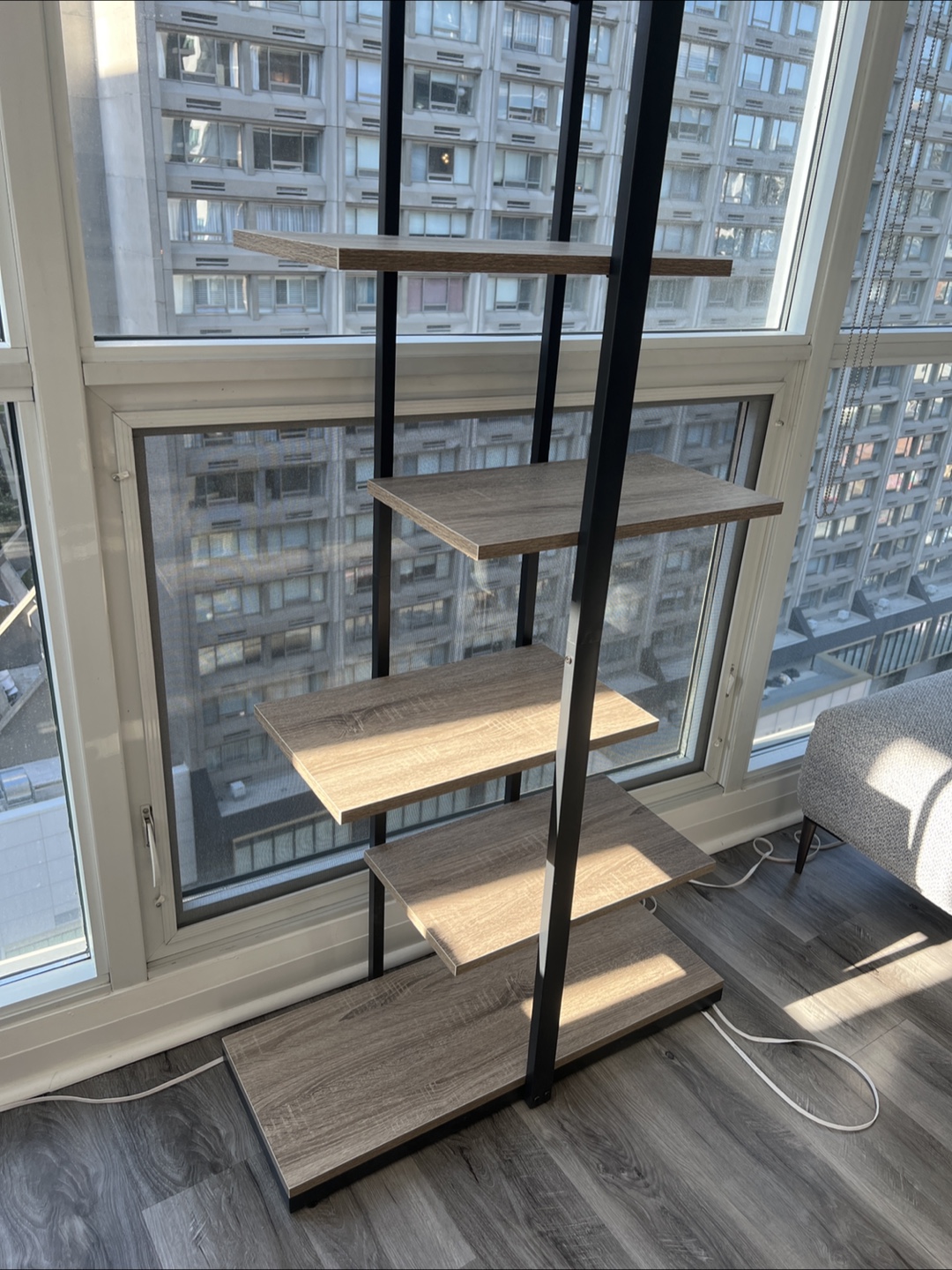 Five-Tier Wooden and Metal Shelving Unit - photo 2