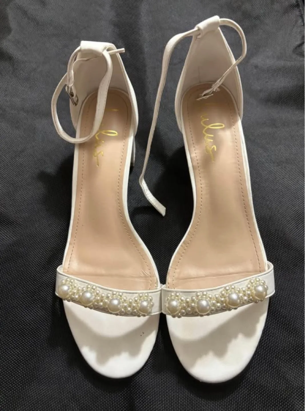 White Pearl Embellished Block Heel Sandals thumbnail