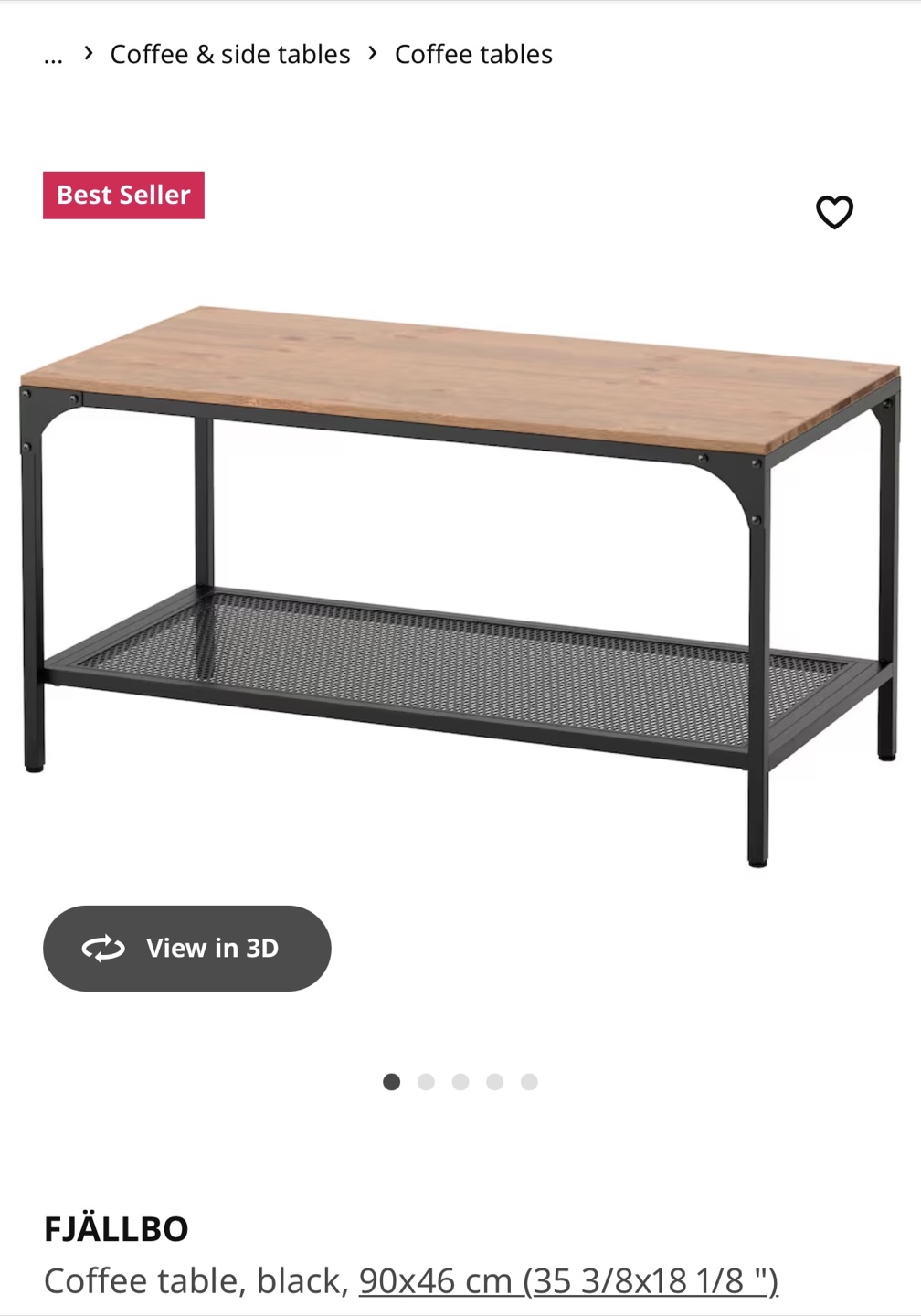 IKEA FJÄLLBO Coffee Table - Black with Wood Top