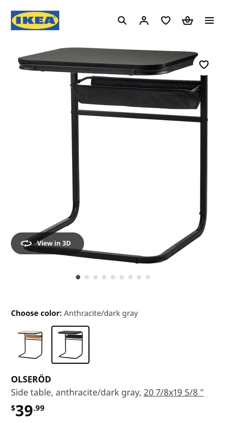 IKEA OLSERÖD Black Side Table - photo 3