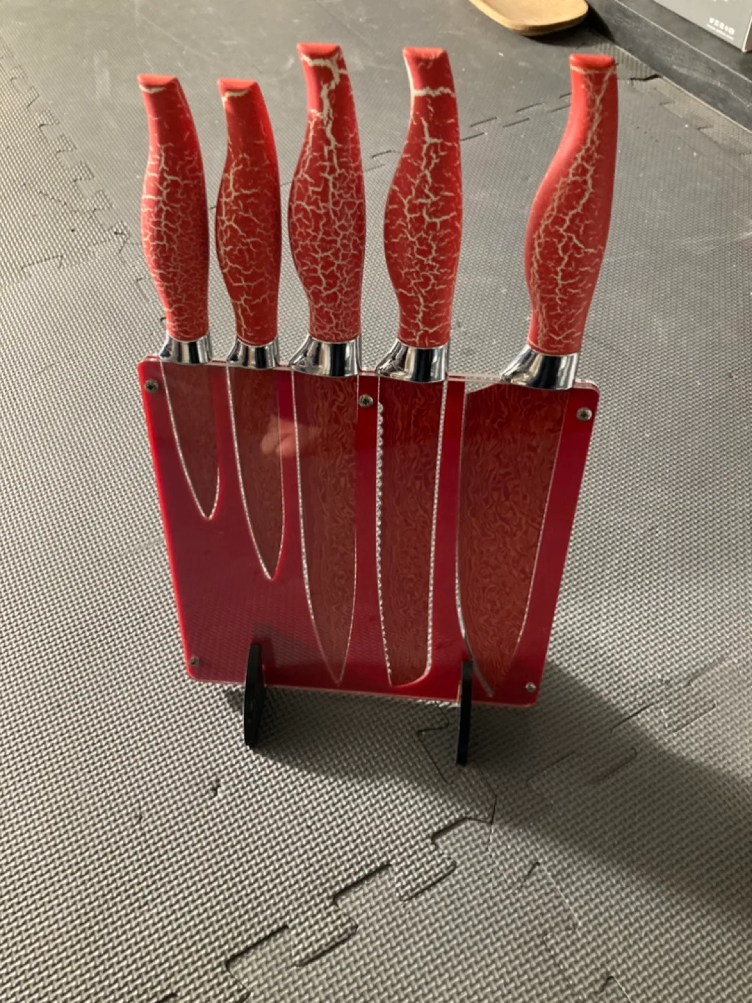 Damascus Pattern 6-Piece Kitchen Knife Set with Block image indicator(2)