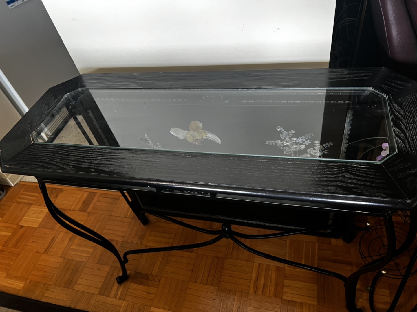 Black Console Table with Glass Top - photo 2