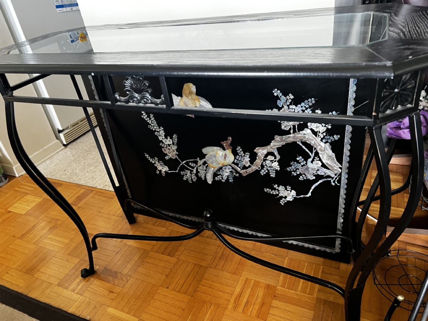 Black Console Table with Glass Top - photo 3