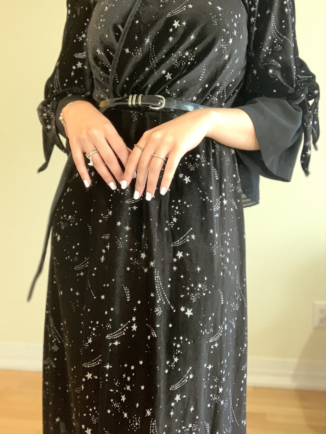 Black Velvet Maxi Dress with Stars