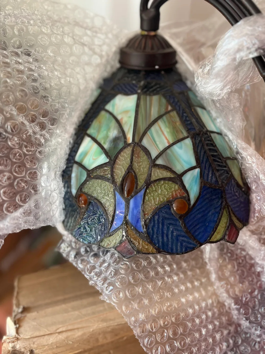 Tiffany Style Floor Lamp, Blue and Green Stained Glass Shade image indicator(2)