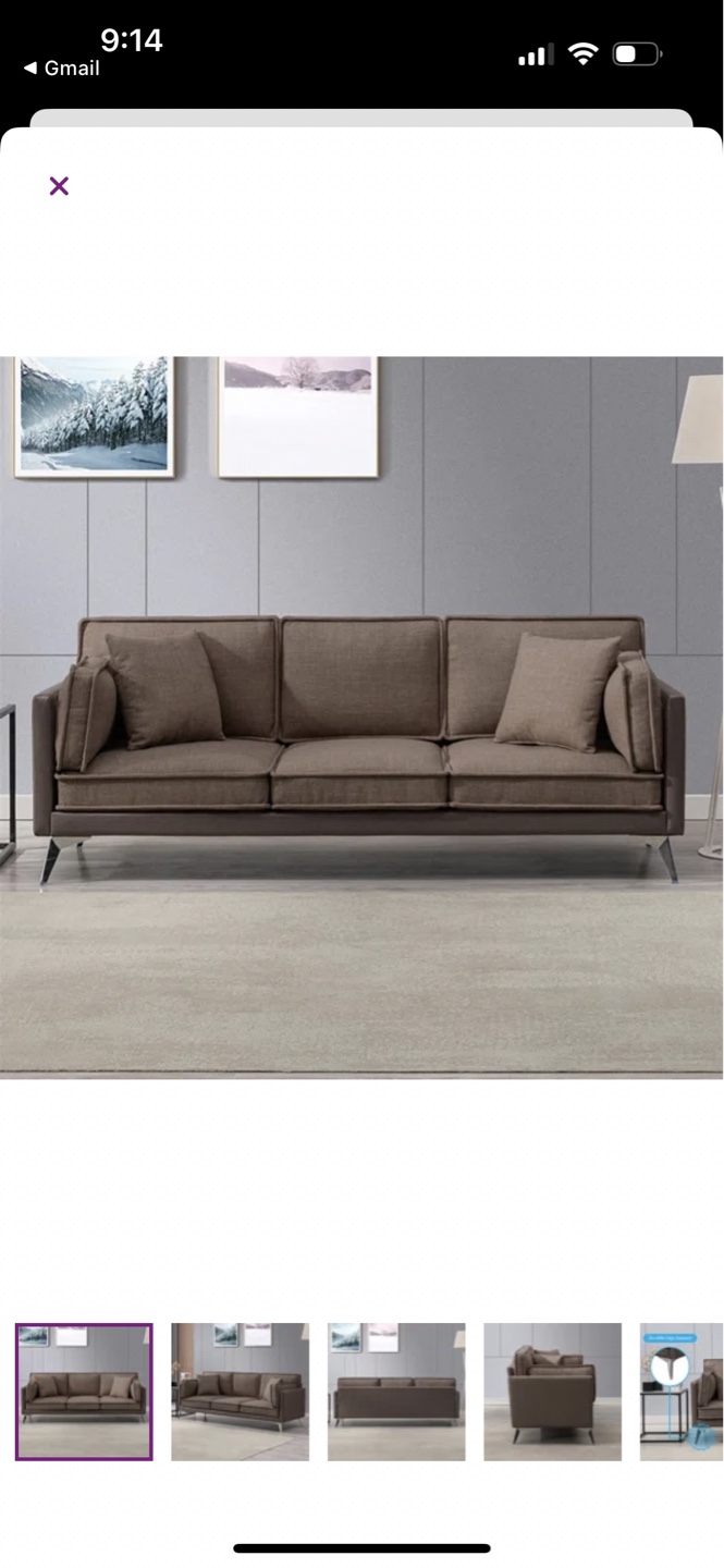 Wayfair Brown/Taupe Modern 3 Seater Sofa - photo 2