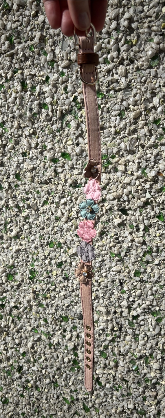 Pink Dog Collar with Flowers - 42cm - photo 4