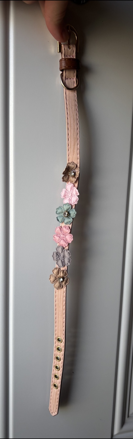 Pink Dog Collar with Flowers - 42cm - photo 3