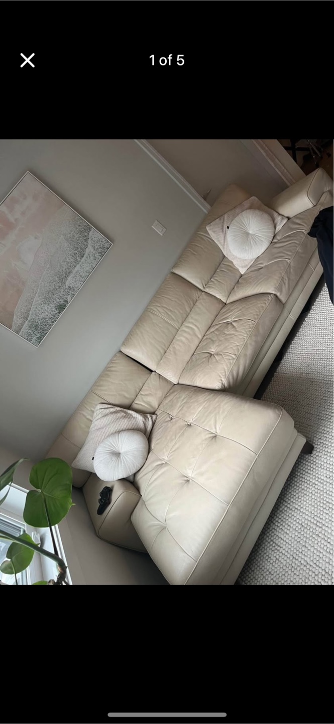Beige Leather Sectional Sofa