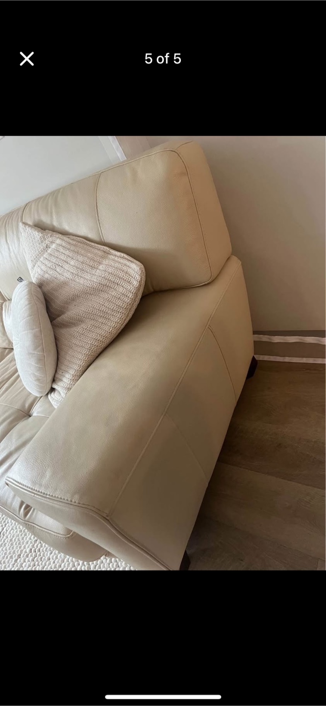 Beige Leather Sectional Sofa - photo 5