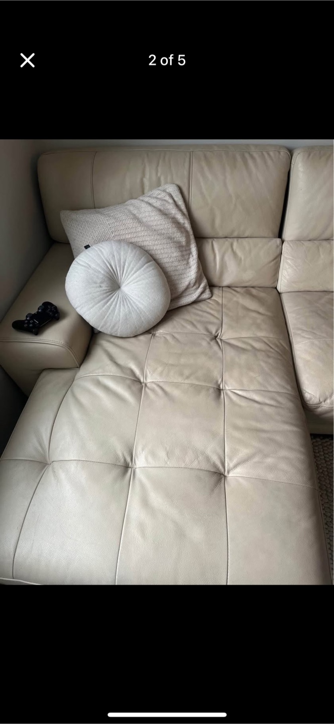 Beige Leather Sectional Sofa - photo 3