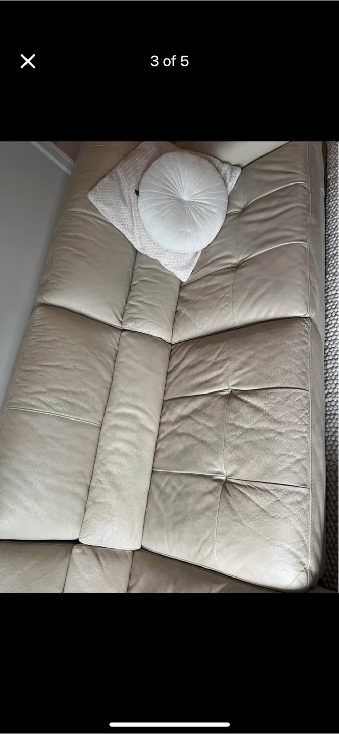 Beige Leather Sectional Sofa - photo 2