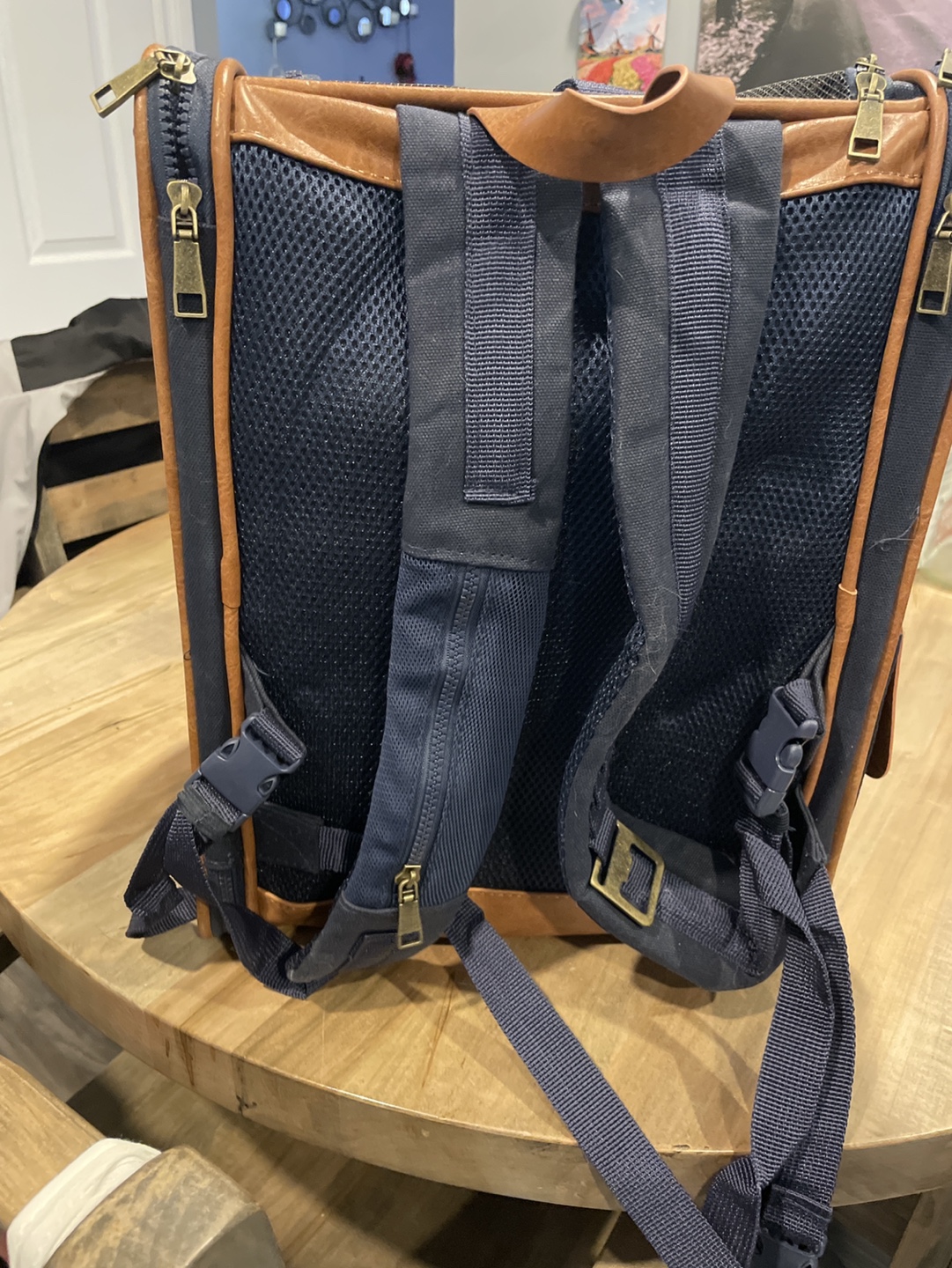 Pet Carrier Backpack - Navy Blue and Brown - photo 4
