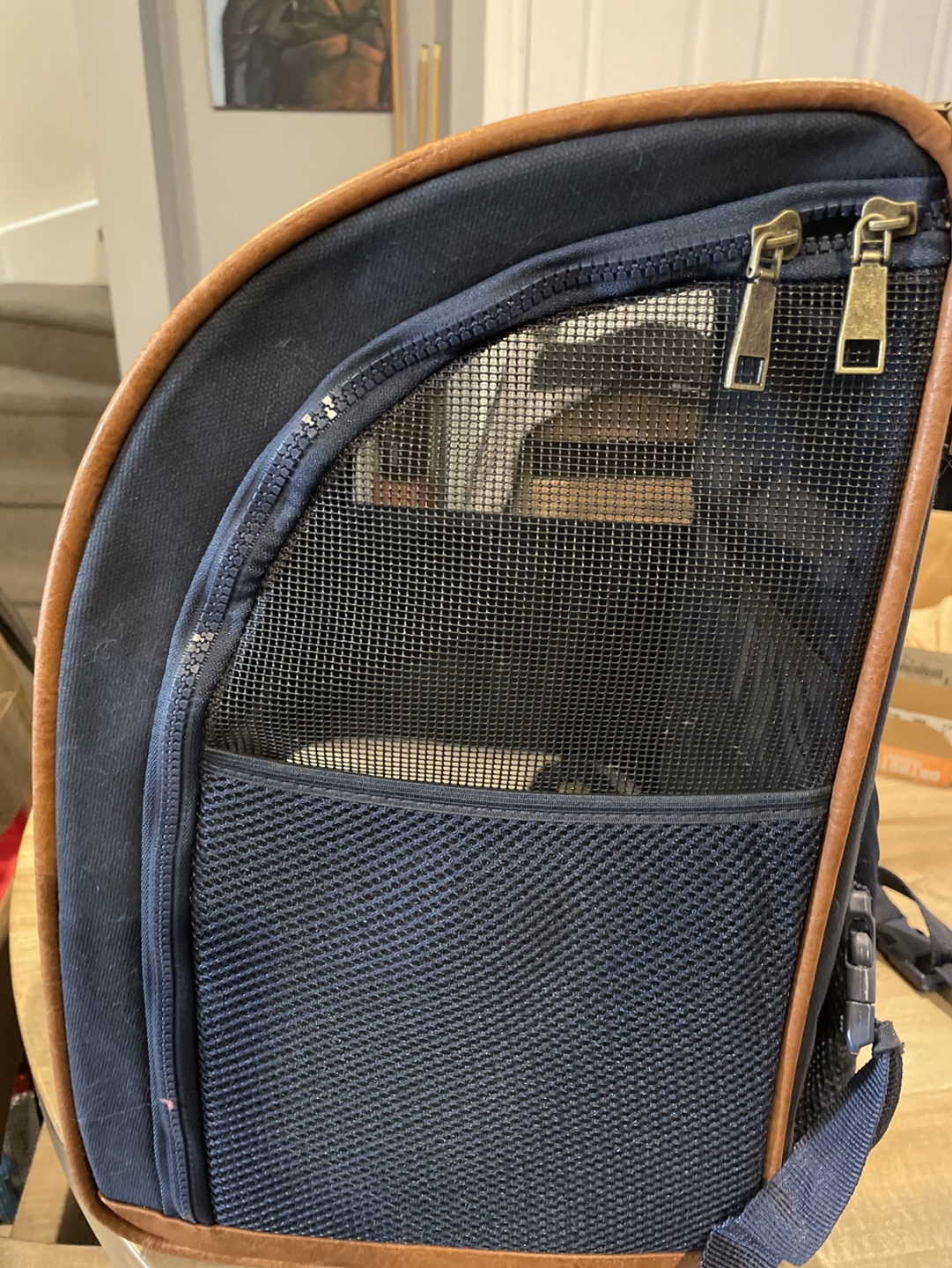 Pet Carrier Backpack - Navy Blue and Brown - photo 5