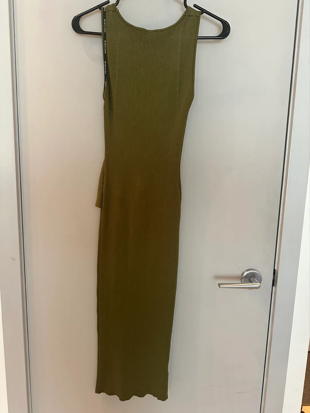 Marciano Olive Green Ribbed Midi Dress Size S image indicator(3)