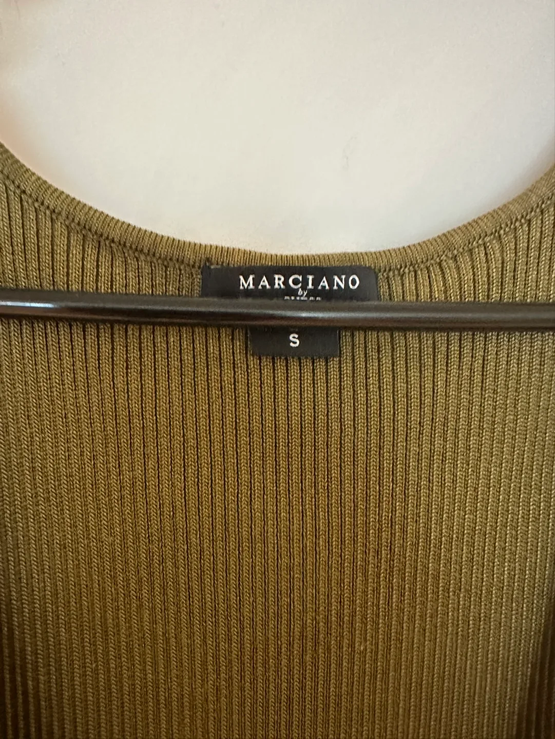 Marciano Olive Green Ribbed Midi Dress Size S image indicator(2)