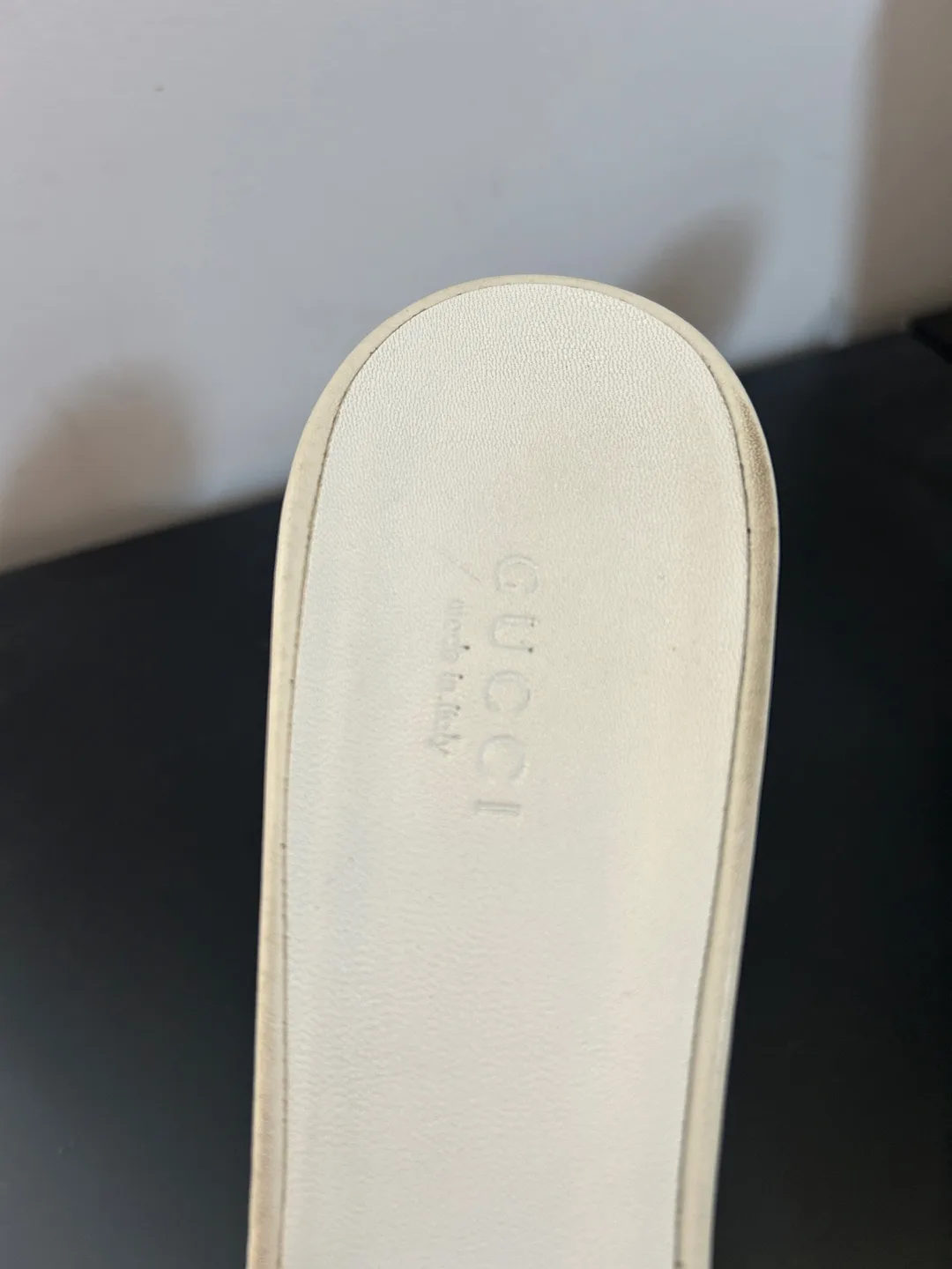 Vintage Gucci White Leather Buckle Mules - Size 39½ image indicator(3)