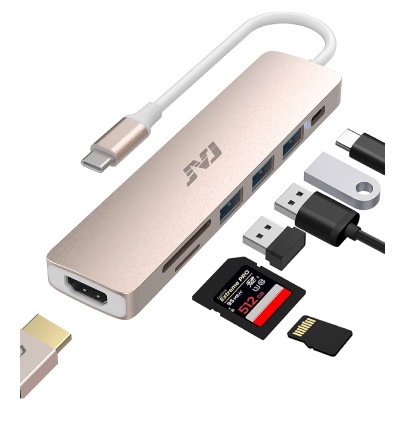 JSAUX 7-in-1 USB-C Hub - Gold