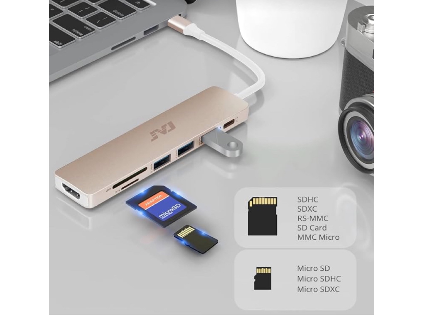 JSAUX 7-in-1 USB-C Hub - Gold - photo 3