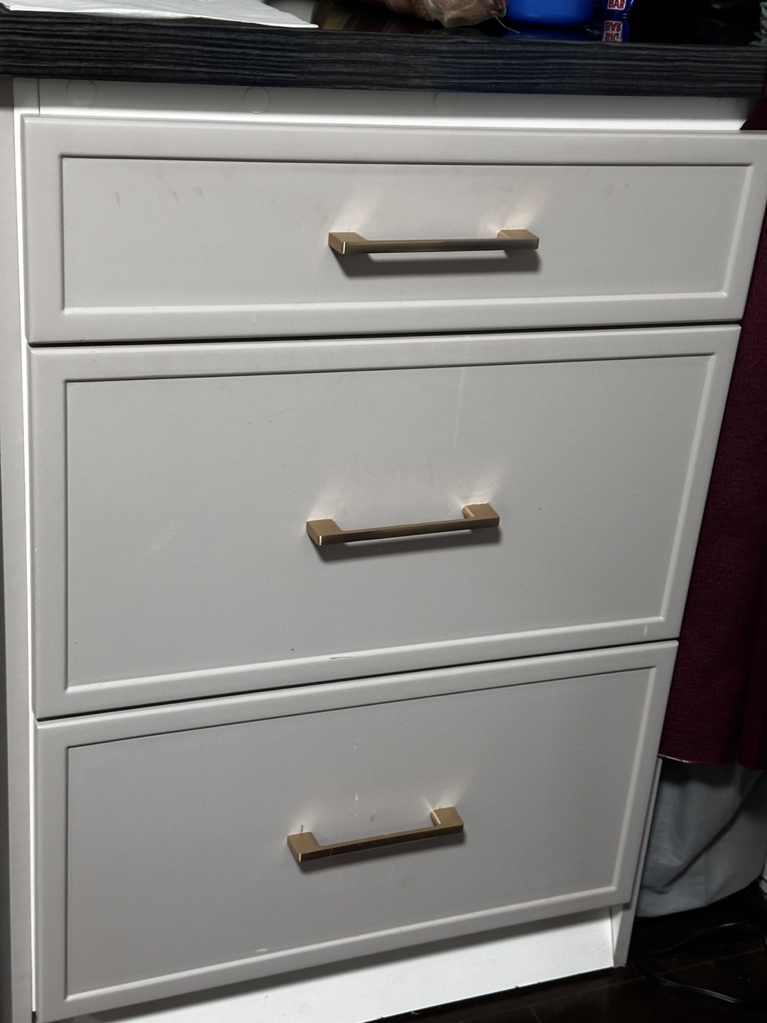 Three-Drawer Dresser with Gold Hardware