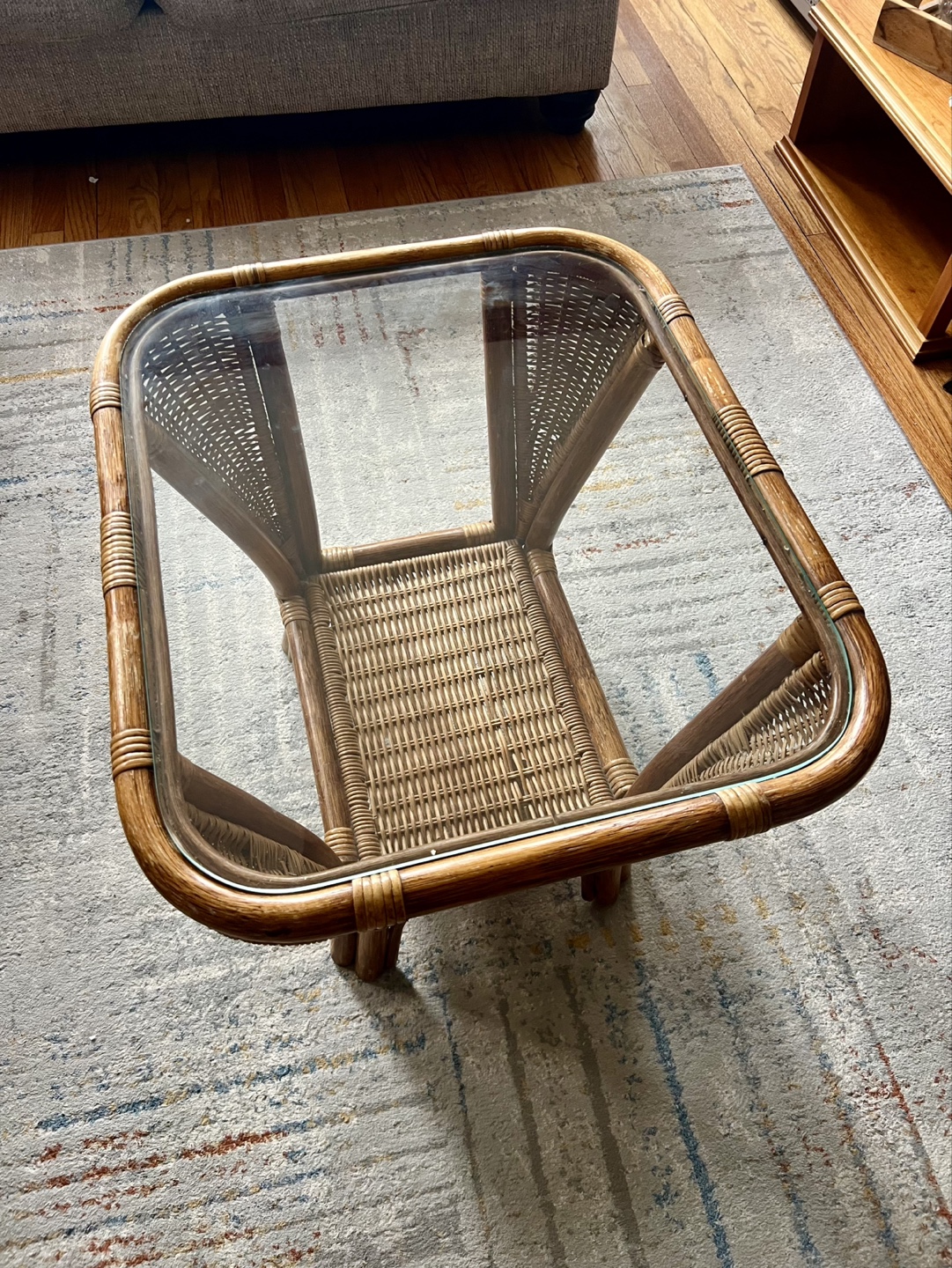 Rattan and Glass Coffee Table - photo 2