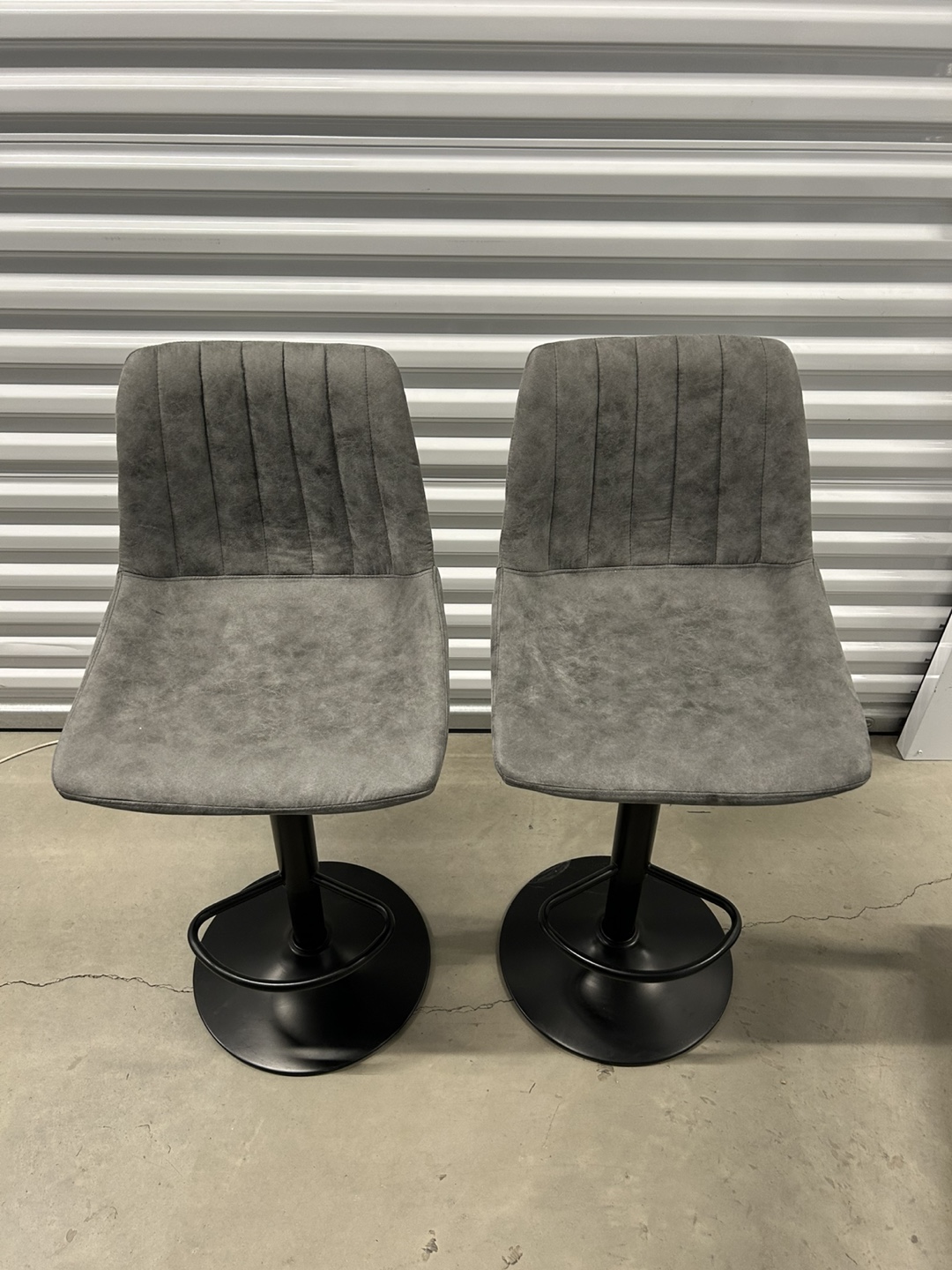 Pair of Grey Adjustable Bar Stools