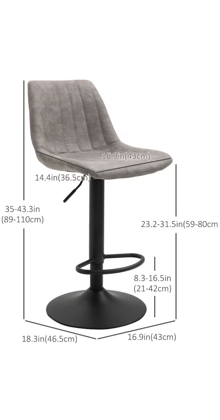Pair of Grey Adjustable Bar Stools - photo 2