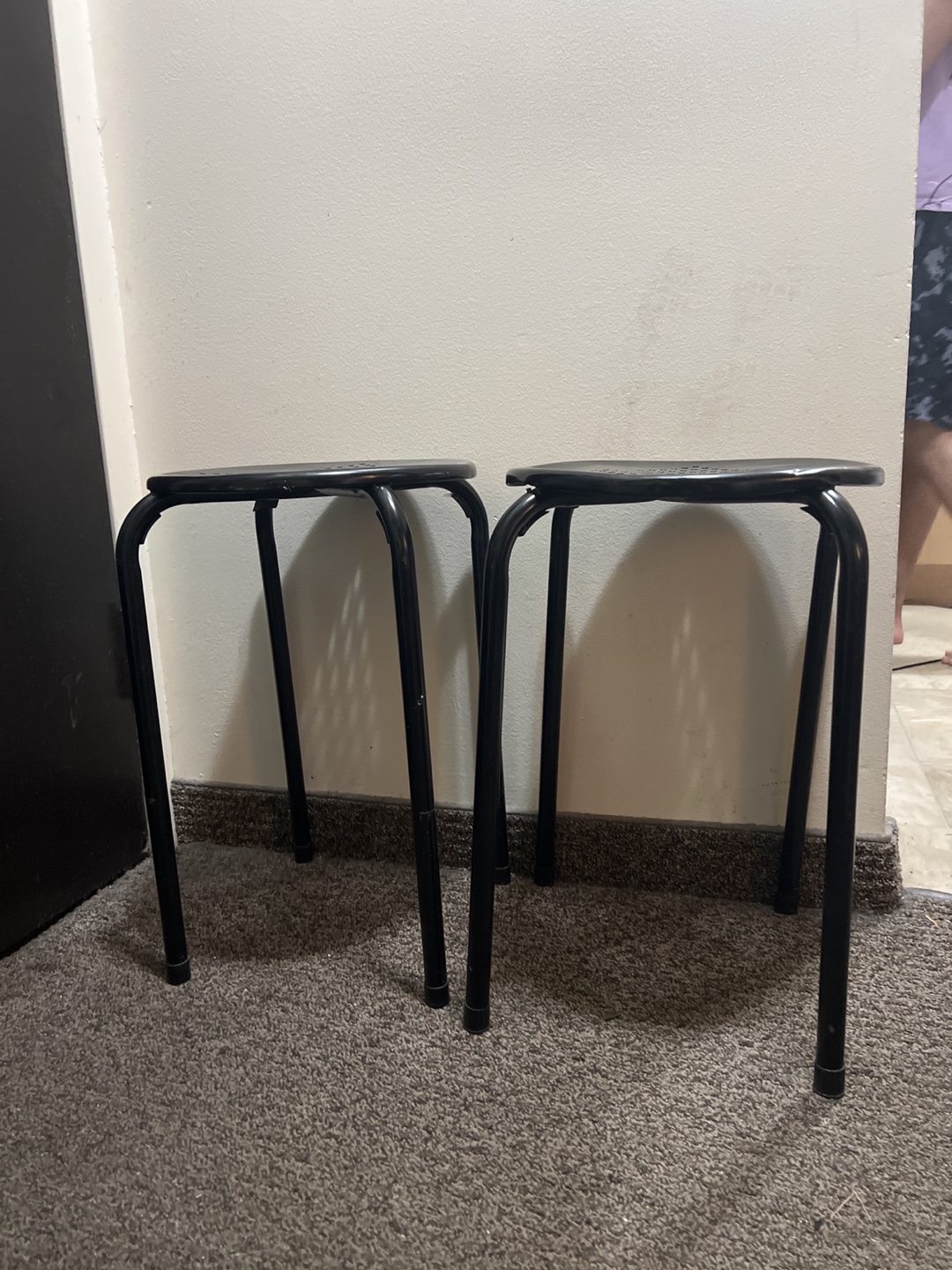 Set of Two Black Metal Stools
