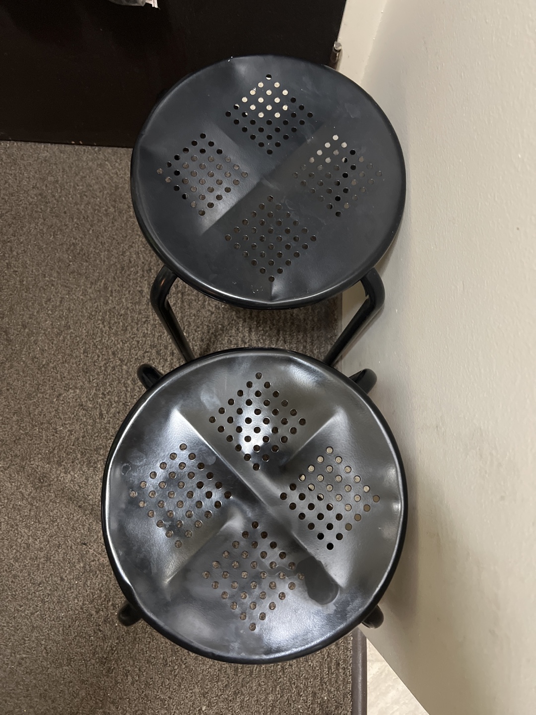 Set of Two Black Metal Stools - photo 2