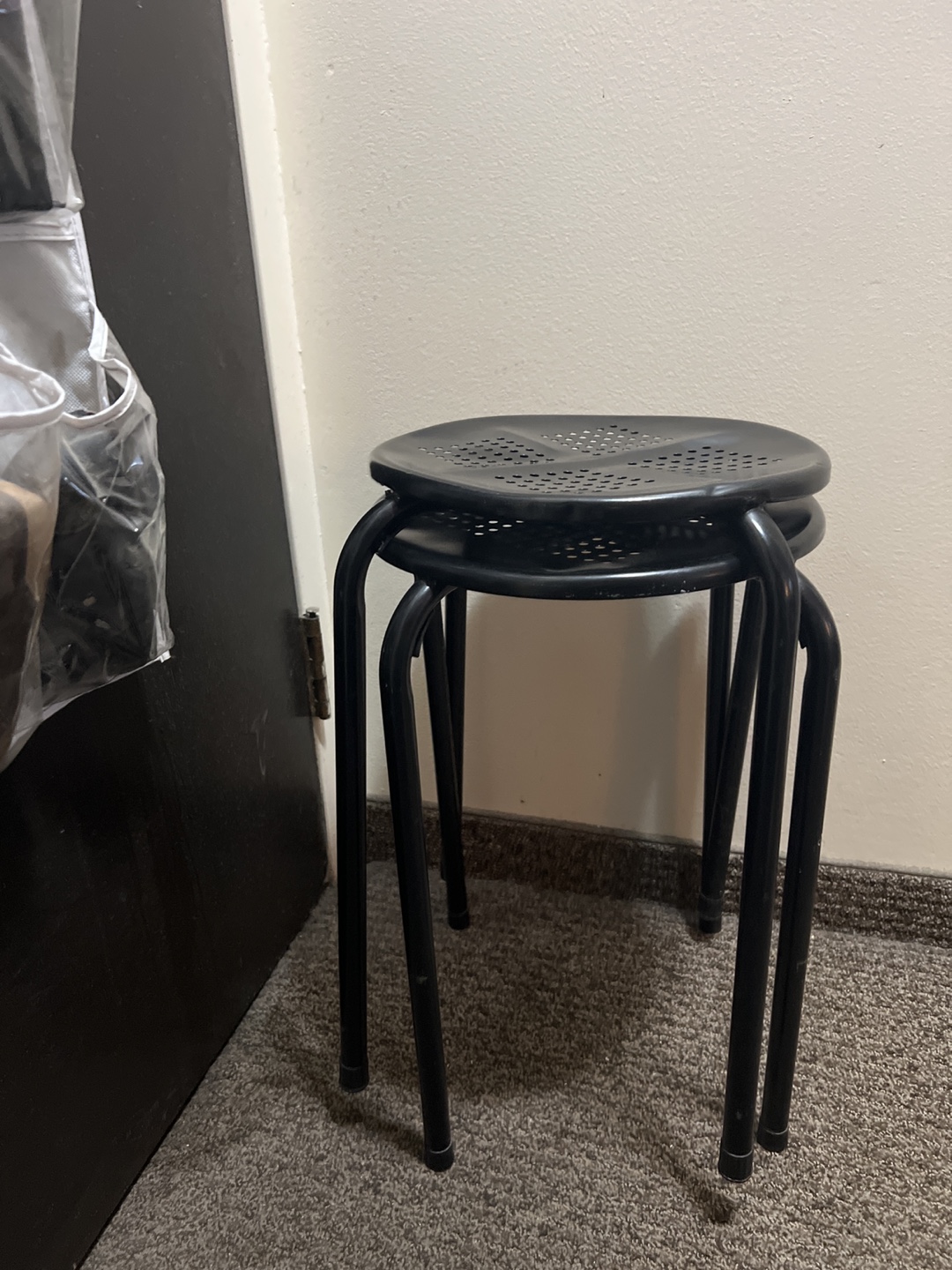 Set of Two Black Metal Stools - photo 4