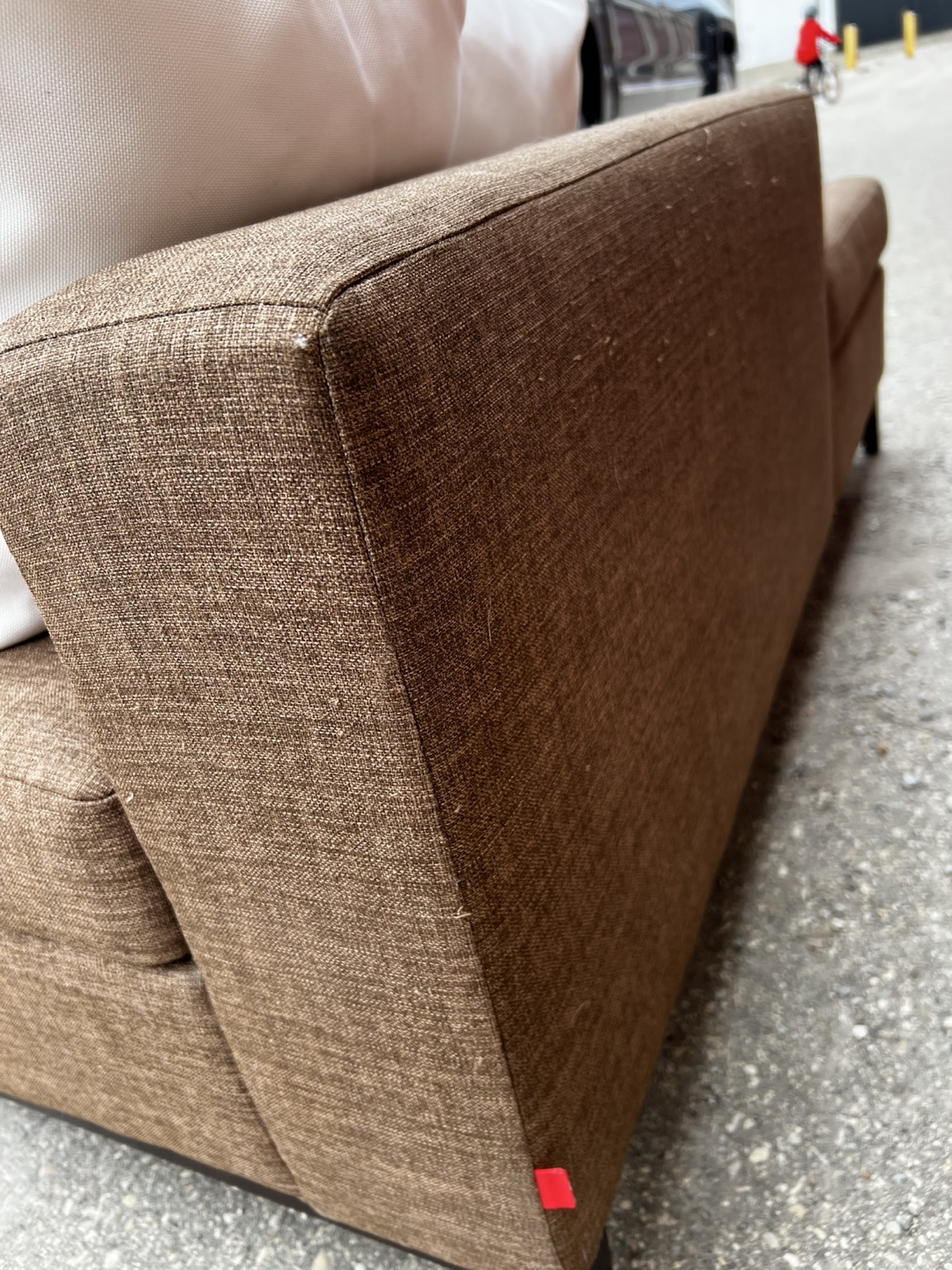 Brown Fabric Couch (Chaise) w/ Throw Pillows - photo 4